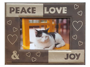 Peace Love & Joy Picture Frame - Rustic Brown