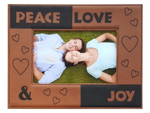 Peace Love & Joy Picture Frame - Tan