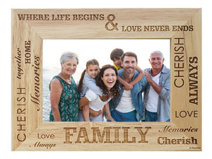 Family Where Life Begins Picture Frame - Wood
