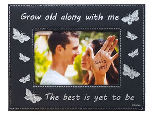 Butterflies Couples Photo Frame Grow Old With Me Duplicate - Black