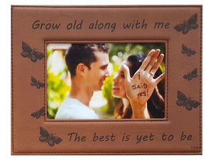 Butterflies Couples Photo Frame Grow Old With Me Duplicate - Tan